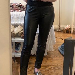 Nylon leather-like fronted pants